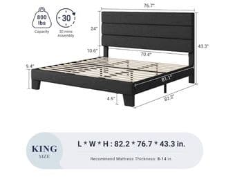 King Bed Frame With Soft Platform Headboard 4