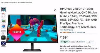 HP OMEN 27i 2K 165Hz (QHD) Nano IPS Gaming Monitor - Mint Condition! 1