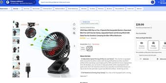 USB Clip Fan (3 Speeds, Rechargeable) 1