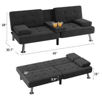 6 Foot Black Futon 1