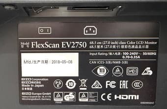 Eizo FlexScan EV2750 27" Ultra-Slim IPS LED Monitor 2560x1440 Black 3