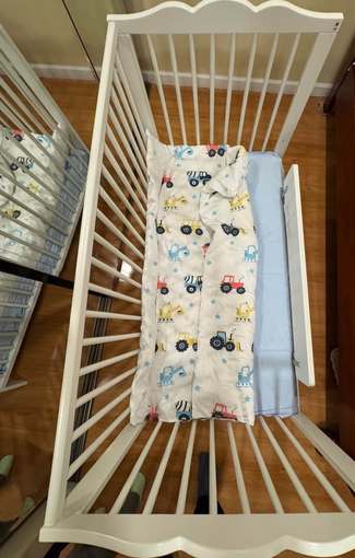 IKEA crib + bed frame + mattress + guard rail + waterproof sheet + she 4
