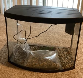 Almost New 15-Gallon Bow-Front Aquarium with 10 lbs Gravel! 1