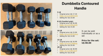 Dumbbells – Contoured Handle (can be sold individually or as a set): 1
