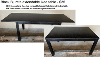 Kettle, table, rolling laundry basket, and other household items 2