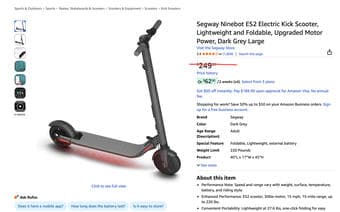 Ninebot Segway ES scooter + helmet (white, large) + u-lock + new tube 2