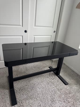 Black standing desk with USB ports 1