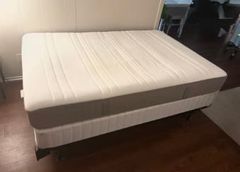 Nightstand, lamp & full size bed 3