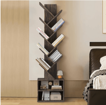 8-Tier Tree Bookshelf - Floor Standing with Storage Cabinet Worth $83 1