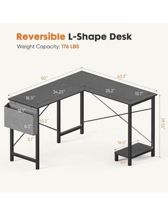 L shaped reversible desk with CPU storage 2