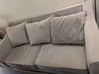 selling: large beige/gray microfiber loveseat sofa 2
