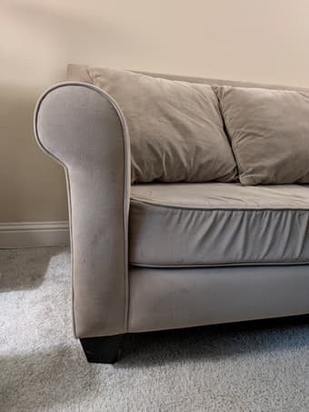 selling: large beige/gray microfiber loveseat sofa 3