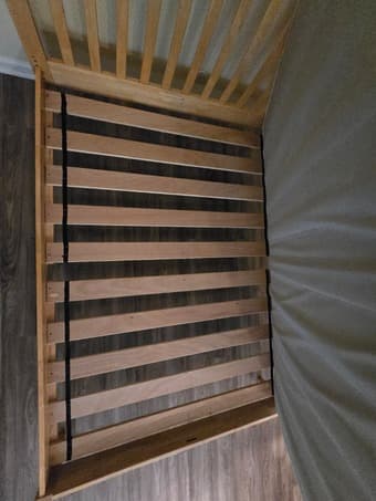 Wood Queen Size Bed Frame + Mattress + 2 Nightstands 2