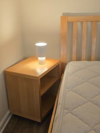 Wood Queen Size Bed Frame + Mattress + 2 Nightstands 4