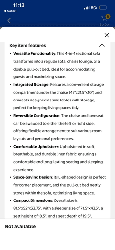 4-in-1 compact convertible sleeper sofa w/ built in storage 4