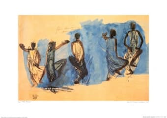 Five Studies of Cambodian Dancers - Framed Rodin Print 1