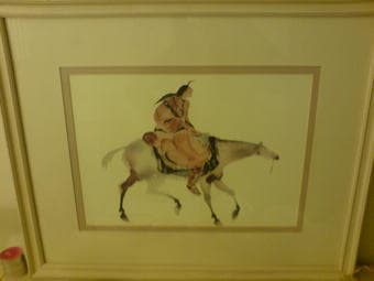 crow warrior painting, framed - $25 1