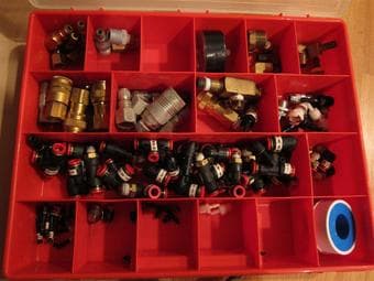 Pneumatic Fittings in a carry case, $35 1